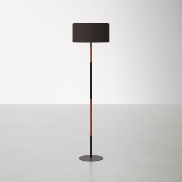 AllModern Velocity 65'' Black/Brown Traditional Floor Lamp with Outlet
